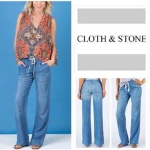 ANTHROPOLOGIE ~ CLOTH & STONE CHAMBRAY PANTS ~ L